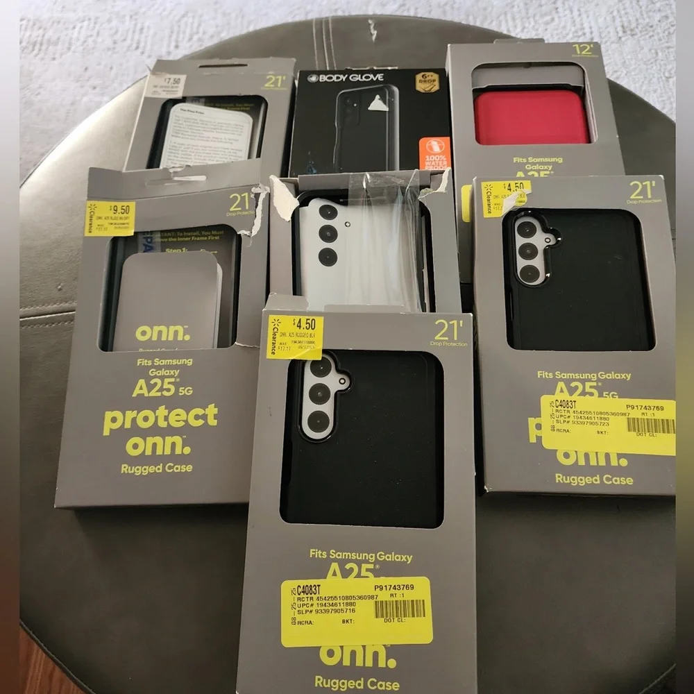 package of samsung phone cases and protective screens